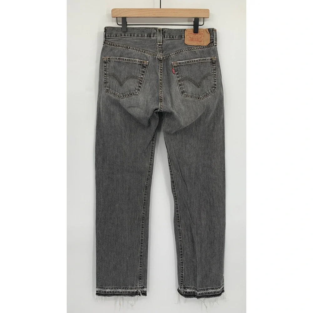 Vintage Levi 501 Jeans Mens 32x32 Black Gray Button Fly Raw Hem Y2K (Tag 33x32)